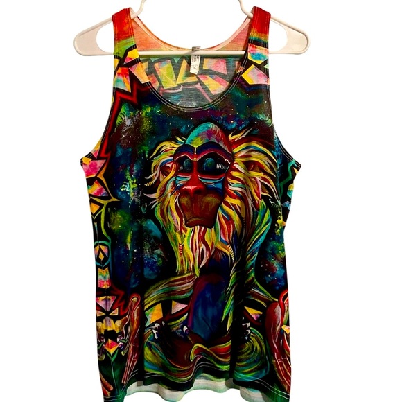 American Apparel Hippie Monkey‎ Tank Top Bright Sublimation Racerback Size Small - Picture 1 of 5
